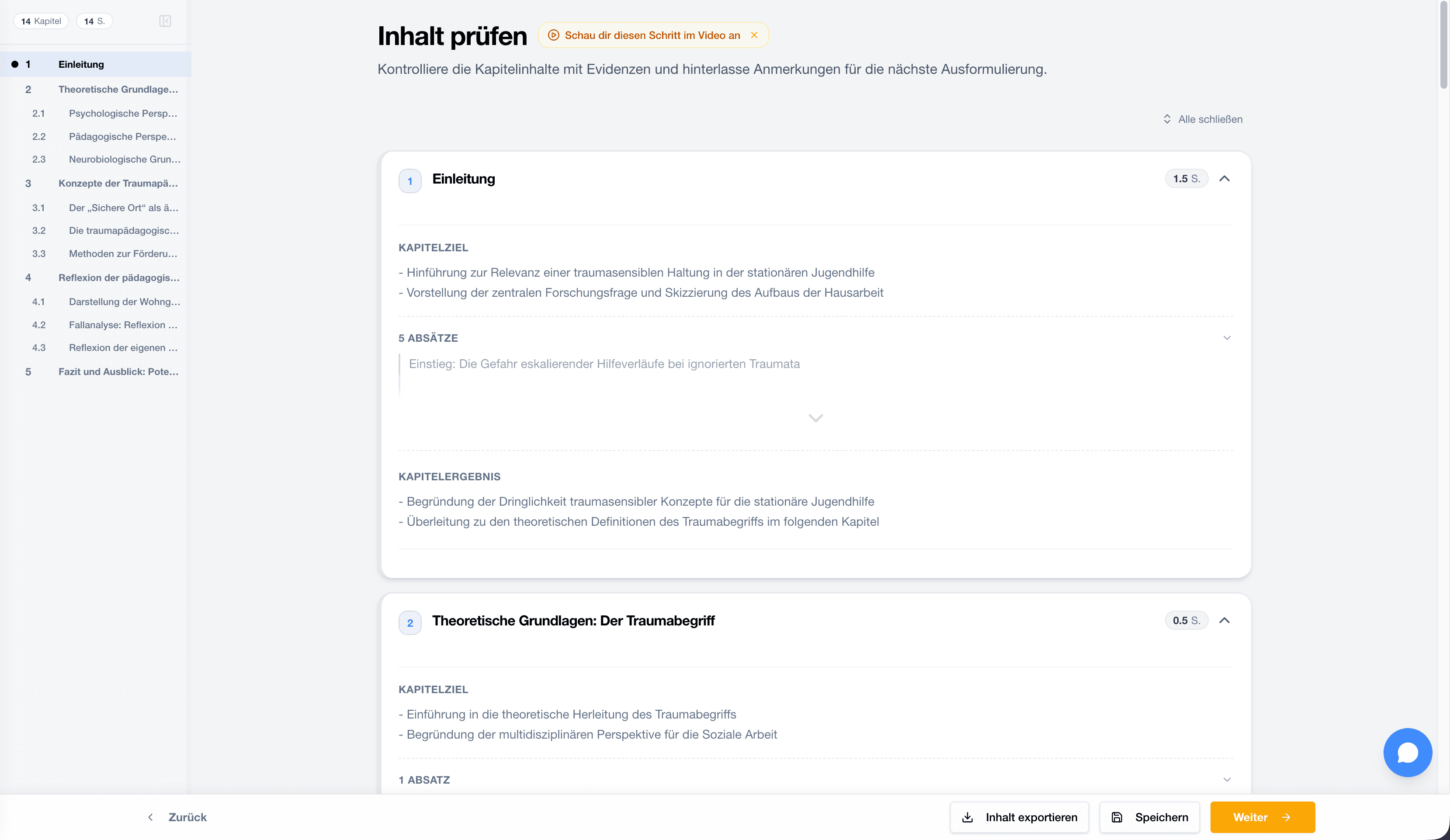 StudyTexter Prüfansicht für Inhalt, Argumentation und Quellenbezug